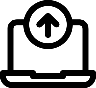 Siyah ve Beyaz Logo Simgesi PNG Biçimini Yükle. Web Sitesi Düğmesi, Mobil Uygulama Arayüzü, Dosya Aktarımı, Belge Paylaşımı, Bulut Depolama ve Veri Yedekleme için Minimalist Düz Tasarımlı Tek Renkli Ok Gönderme İşareti Grafiksel Elemanı