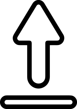 Siyah ve Beyaz Logo Simgesi PNG Biçimini Yükle. Web Sitesi Düğmesi, Mobil Uygulama Arayüzü, Dosya Aktarımı, Belge Paylaşımı, Bulut Depolama ve Veri Yedekleme için Minimalist Düz Tasarımlı Tek Renkli Ok Gönderme İşareti Grafiksel Elemanı