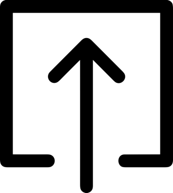 Siyah ve Beyaz Logo Simgesi PNG Biçimini Yükle. Web Sitesi Düğmesi, Mobil Uygulama Arayüzü, Dosya Aktarımı, Belge Paylaşımı, Bulut Depolama ve Veri Yedekleme için Minimalist Düz Tasarımlı Tek Renkli Ok Gönderme İşareti Grafiksel Elemanı