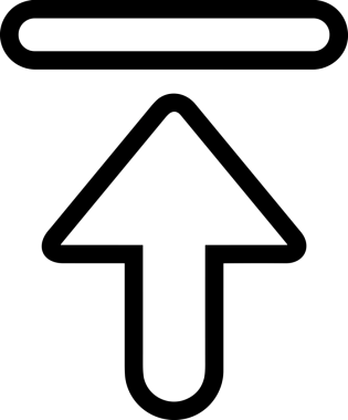 Siyah ve Beyaz Logo Simgesi PNG Biçimini Yükle. Web Sitesi Düğmesi, Mobil Uygulama Arayüzü, Dosya Aktarımı, Belge Paylaşımı, Bulut Depolama ve Veri Yedekleme için Minimalist Düz Tasarımlı Tek Renkli Ok Gönderme İşareti Grafiksel Elemanı