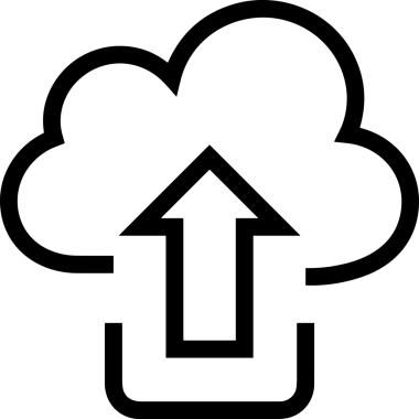 Siyah ve Beyaz Logo Simgesi PNG Biçimini Yükle. Web Sitesi Düğmesi, Mobil Uygulama Arayüzü, Dosya Aktarımı, Belge Paylaşımı, Bulut Depolama ve Veri Yedekleme için Minimalist Düz Tasarımlı Tek Renkli Ok Gönderme İşareti Grafiksel Elemanı