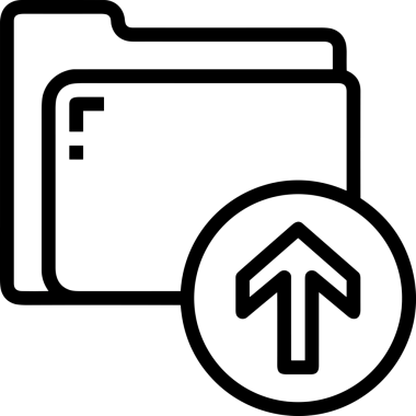 Siyah ve Beyaz Logo Simgesi PNG Biçimini Yükle. Web Sitesi Düğmesi, Mobil Uygulama Arayüzü, Dosya Aktarımı, Belge Paylaşımı, Bulut Depolama ve Veri Yedekleme için Minimalist Düz Tasarımlı Tek Renkli Ok Gönderme İşareti Grafiksel Elemanı