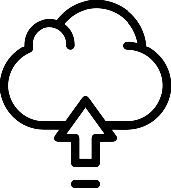 Siyah ve Beyaz Logo Simgesi PNG Biçimini Yükle. Web Sitesi Düğmesi, Mobil Uygulama Arayüzü, Dosya Aktarımı, Belge Paylaşımı, Bulut Depolama ve Veri Yedekleme için Minimalist Düz Tasarımlı Tek Renkli Ok Gönderme İşareti Grafiksel Elemanı