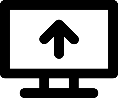 Siyah ve Beyaz Logo Simgesi PNG Biçimini Yükle. Web Sitesi Düğmesi, Mobil Uygulama Arayüzü, Dosya Aktarımı, Belge Paylaşımı, Bulut Depolama ve Veri Yedekleme için Minimalist Düz Tasarımlı Tek Renkli Ok Gönderme İşareti Grafiksel Elemanı