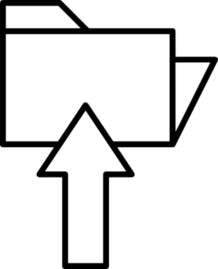Siyah ve Beyaz Logo Simgesi PNG Biçimini Yükle. Web Sitesi Düğmesi, Mobil Uygulama Arayüzü, Dosya Aktarımı, Belge Paylaşımı, Bulut Depolama ve Veri Yedekleme için Minimalist Düz Tasarımlı Tek Renkli Ok Gönderme İşareti Grafiksel Elemanı
