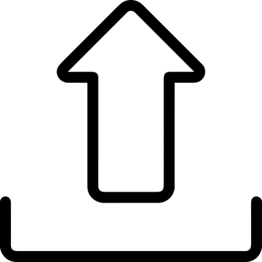 Siyah ve Beyaz Logo Simgesi PNG Biçimini Yükle. Web Sitesi Düğmesi, Mobil Uygulama Arayüzü, Dosya Aktarımı, Belge Paylaşımı, Bulut Depolama ve Veri Yedekleme için Minimalist Düz Tasarımlı Tek Renkli Ok Gönderme İşareti Grafiksel Elemanı