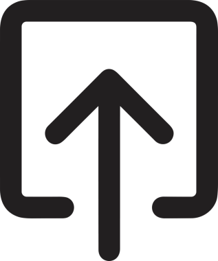 Siyah ve Beyaz Logo Simgesi PNG Biçimini Yükle. Web Sitesi Düğmesi, Mobil Uygulama Arayüzü, Dosya Aktarımı, Belge Paylaşımı, Bulut Depolama ve Veri Yedekleme için Minimalist Düz Tasarımlı Tek Renkli Ok Gönderme İşareti Grafiksel Elemanı