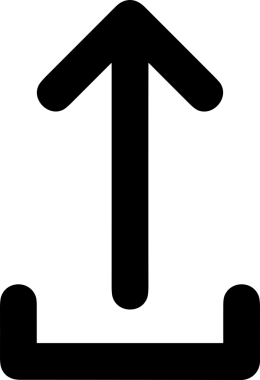 Siyah ve Beyaz Logo Simgesi PNG Biçimini Yükle. Web Sitesi Düğmesi, Mobil Uygulama Arayüzü, Dosya Aktarımı, Belge Paylaşımı, Bulut Depolama ve Veri Yedekleme için Minimalist Düz Tasarımlı Tek Renkli Ok Gönderme İşareti Grafiksel Elemanı