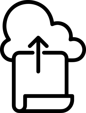 Siyah ve Beyaz Logo Simgesi PNG Biçimini Yükle. Web Sitesi Düğmesi, Mobil Uygulama Arayüzü, Dosya Aktarımı, Belge Paylaşımı, Bulut Depolama ve Veri Yedekleme için Minimalist Düz Tasarımlı Tek Renkli Ok Gönderme İşareti Grafiksel Elemanı