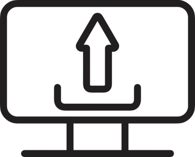 Siyah ve Beyaz Logo Simgesi PNG Biçimini Yükle. Web Sitesi Düğmesi, Mobil Uygulama Arayüzü, Dosya Aktarımı, Belge Paylaşımı, Bulut Depolama ve Veri Yedekleme için Minimalist Düz Tasarımlı Tek Renkli Ok Gönderme İşareti Grafiksel Elemanı