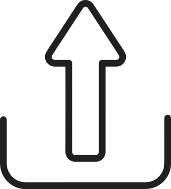 Siyah ve Beyaz Logo Simgesi PNG Biçimini Yükle. Web Sitesi Düğmesi, Mobil Uygulama Arayüzü, Dosya Aktarımı, Belge Paylaşımı, Bulut Depolama ve Veri Yedekleme için Minimalist Düz Tasarımlı Tek Renkli Ok Gönderme İşareti Grafiksel Elemanı