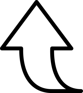 Siyah ve Beyaz Logo Simgesi PNG Biçimini Yükle. Web Sitesi Düğmesi, Mobil Uygulama Arayüzü, Dosya Aktarımı, Belge Paylaşımı, Bulut Depolama ve Veri Yedekleme için Minimalist Düz Tasarımlı Tek Renkli Ok Gönderme İşareti Grafiksel Elemanı