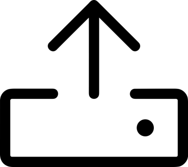 Siyah ve Beyaz Logo Simgesi PNG Biçimini Yükle. Web Sitesi Düğmesi, Mobil Uygulama Arayüzü, Dosya Aktarımı, Belge Paylaşımı, Bulut Depolama ve Veri Depolama için Minimalist Düz Tasarımlı Tek Renk Oku İşaretli Grafik Elemanı 