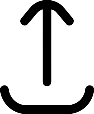 Siyah ve Beyaz Logo Simgesi PNG Biçimini Yükle. Web Sitesi Düğmesi, Mobil Uygulama Arayüzü, Dosya Aktarımı, Belge Paylaşımı, Bulut Depolama ve Veri Depolama için Minimalist Düz Tasarımlı Tek Renk Oku İşaretli Grafik Elemanı 