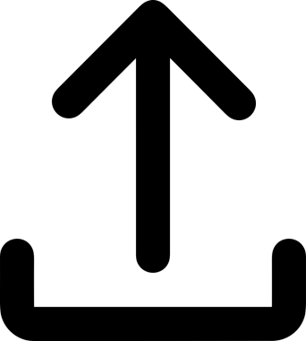 Siyah ve Beyaz Logo Simgesi PNG Biçimini Yükle. Web Sitesi Düğmesi, Mobil Uygulama Arayüzü, Dosya Aktarımı, Belge Paylaşımı, Bulut Depolama ve Veri Depolama için Minimalist Düz Tasarımlı Tek Renk Oku İşaretli Grafik Elemanı 