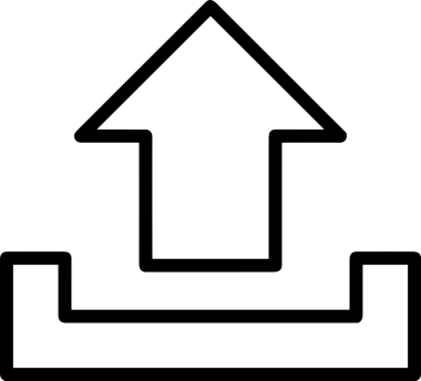 Siyah ve Beyaz Logo Simgesi PNG Biçimini Yükle. Web Sitesi Düğmesi, Mobil Uygulama Arayüzü, Dosya Aktarımı, Belge Paylaşımı, Bulut Depolama ve Veri Depolama için Minimalist Düz Tasarımlı Tek Renk Oku İşaretli Grafik Elemanı 