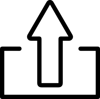 Siyah ve Beyaz Logo Simgesi PNG Biçimini Yükle. Web Sitesi Düğmesi, Mobil Uygulama Arayüzü, Dosya Aktarımı, Belge Paylaşımı, Bulut Depolama ve Veri Depolama için Minimalist Düz Tasarımlı Tek Renk Oku İşaretli Grafik Elemanı 
