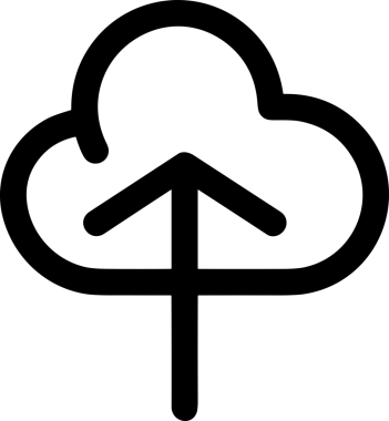 Siyah ve Beyaz Logo Simgesi PNG Biçimini Yükle. Web Sitesi Düğmesi, Mobil Uygulama Arayüzü, Dosya Aktarımı, Belge Paylaşımı, Bulut Depolama ve Veri Depolama için Minimalist Düz Tasarımlı Tek Renk Oku İşaretli Grafik Elemanı 