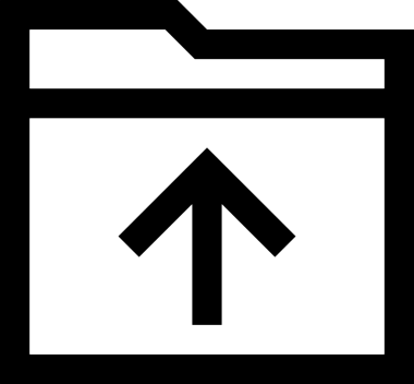 Siyah ve Beyaz Logo Simgesi PNG Biçimini Yükle. Web Sitesi Düğmesi, Mobil Uygulama Arayüzü, Dosya Aktarımı, Belge Paylaşımı, Bulut Depolama ve Veri Depolama için Minimalist Düz Tasarımlı Tek Renk Oku İşaretli Grafik Elemanı 