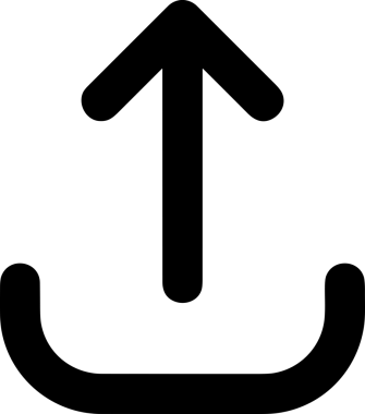 Siyah ve Beyaz Logo Simgesi PNG Biçimini Yükle. Web Sitesi Düğmesi, Mobil Uygulama Arayüzü, Dosya Aktarımı, Belge Paylaşımı, Bulut Depolama ve Veri Depolama için Minimalist Düz Tasarımlı Tek Renk Oku İşaretli Grafik Elemanı 