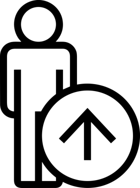 Siyah ve Beyaz Logo Simgesi PNG Biçimini Yükle. Web Sitesi Düğmesi, Mobil Uygulama Arayüzü, Dosya Aktarımı, Belge Paylaşımı, Bulut Depolama ve Veri Yedekleme için Minimalist Düz Tasarımlı Tek Renkli Ok Gönderme İşareti Grafiksel Elemanı