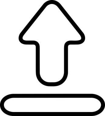 Siyah ve Beyaz Logo Simgesi PNG Biçimini Yükle. Web Sitesi Düğmesi, Mobil Uygulama Arayüzü, Dosya Aktarımı, Belge Paylaşımı, Bulut Depolama ve Veri Yedekleme için Minimalist Düz Tasarımlı Tek Renkli Ok Gönderme İşareti Grafiksel Elemanı