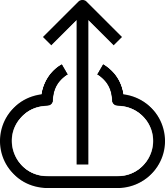 Siyah ve Beyaz Logo Simgesi PNG Biçimini Yükle. Web Sitesi Düğmesi, Mobil Uygulama Arayüzü, Dosya Aktarımı, Belge Paylaşımı, Bulut Depolama ve Veri Yedekleme için Minimalist Düz Tasarımlı Tek Renkli Ok Gönderme İşareti Grafiksel Elemanı