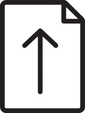 Siyah ve Beyaz Logo Simgesi PNG Biçimini Yükle. Web Sitesi Düğmesi, Mobil Uygulama Arayüzü, Dosya Aktarımı, Belge Paylaşımı, Bulut Depolama ve Veri Yedekleme için Minimalist Düz Tasarımlı Tek Renkli Ok Gönderme İşareti Grafiksel Elemanı