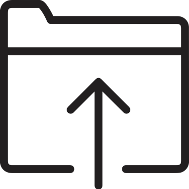 Siyah ve Beyaz Logo Simgesi PNG Biçimini Yükle. Web Sitesi Düğmesi, Mobil Uygulama Arayüzü, Dosya Aktarımı, Belge Paylaşımı, Bulut Depolama ve Veri Yedekleme için Minimalist Düz Tasarımlı Tek Renkli Ok Gönderme İşareti Grafiksel Elemanı