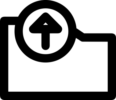 Siyah ve Beyaz Logo Simgesi PNG Biçimini Yükle. Web Sitesi Düğmesi, Mobil Uygulama Arayüzü, Dosya Aktarımı, Belge Paylaşımı, Bulut Depolama ve Veri Yedekleme için Minimalist Düz Tasarımlı Tek Renkli Ok Gönderme İşareti Grafiksel Elemanı