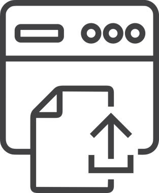 Siyah ve Beyaz Logo Simgesi PNG Biçimini Yükle. Web Sitesi Düğmesi, Mobil Uygulama Arayüzü, Dosya Aktarımı, Belge Paylaşımı, Bulut Depolama ve Veri Yedekleme için Minimalist Düz Tasarımlı Tek Renkli Ok Gönderme İşareti Grafiksel Elemanı