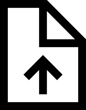 Siyah ve Beyaz Logo Simgesi PNG Biçimini Yükle. Web Sitesi Düğmesi, Mobil Uygulama Arayüzü, Dosya Aktarımı, Belge Paylaşımı, Bulut Depolama ve Veri Yedekleme için Minimalist Düz Tasarımlı Tek Renkli Ok Gönderme İşareti Grafiksel Elemanı