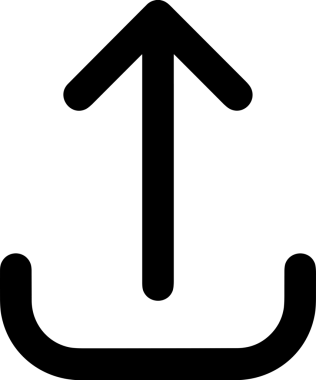 Siyah ve Beyaz Logo Simgesi PNG Biçimini Yükle. Web Sitesi Düğmesi, Mobil Uygulama Arayüzü, Dosya Aktarımı, Belge Paylaşımı, Bulut Depolama ve Veri Yedekleme için Minimalist Düz Tasarımlı Tek Renkli Ok Gönderme İşareti Grafiksel Elemanı