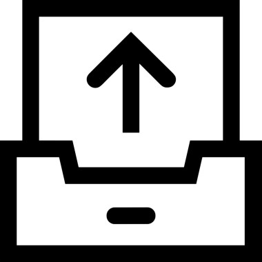 Siyah ve Beyaz Logo Simgesi PNG Biçimini Yükle. Web Sitesi Düğmesi, Mobil Uygulama Arayüzü, Dosya Aktarımı, Belge Paylaşımı, Bulut Depolama ve Veri Yedekleme için Minimalist Düz Tasarımlı Tek Renkli Ok Gönderme İşareti Grafiksel Elemanı