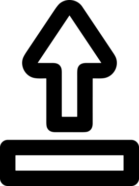 Siyah ve Beyaz Logo Simgesi PNG Biçimini Yükle. Web Sitesi Düğmesi, Mobil Uygulama Arayüzü, Dosya Aktarımı, Belge Paylaşımı, Bulut Depolama ve Veri Yedekleme için Minimalist Düz Tasarımlı Tek Renkli Ok Gönderme İşareti Grafiksel Elemanı