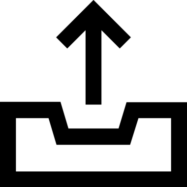 Siyah ve Beyaz Logo Simgesi PNG Biçimini Yükle. Web Sitesi Düğmesi, Mobil Uygulama Arayüzü, Dosya Aktarımı, Belge Paylaşımı, Bulut Depolama ve Veri Yedekleme için Minimalist Düz Tasarımlı Tek Renkli Ok Gönderme İşareti Grafiksel Elemanı