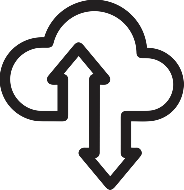 Siyah ve Beyaz Logo Simgesi PNG Biçimini Yükle. Web Sitesi Düğmesi, Mobil Uygulama Arayüzü, Dosya Aktarımı, Belge Paylaşımı, Bulut Depolama ve Veri Yedekleme için Minimalist Düz Tasarımlı Tek Renkli Ok Gönderme İşareti Grafiksel Elemanı