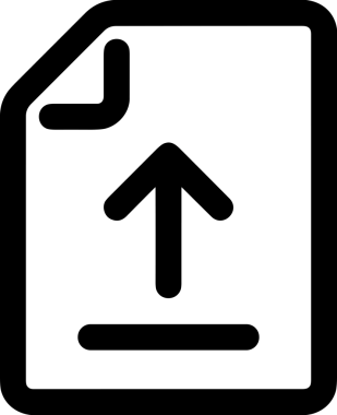 Siyah ve Beyaz Logo Simgesi PNG Biçimini Yükle. Web Sitesi Düğmesi, Mobil Uygulama Arayüzü, Dosya Aktarımı, Belge Paylaşımı, Bulut Depolama ve Veri Yedekleme için Minimalist Düz Tasarımlı Tek Renkli Ok Gönderme İşareti Grafiksel Elemanı