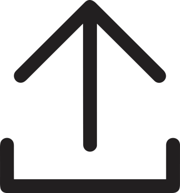 Siyah ve Beyaz Logo Simgesi PNG Biçimini Yükle. Web Sitesi Düğmesi, Mobil Uygulama Arayüzü, Dosya Aktarımı, Belge Paylaşımı, Bulut Depolama ve Veri Yedekleme için Minimalist Düz Tasarımlı Tek Renkli Ok Gönderme İşareti Grafiksel Elemanı