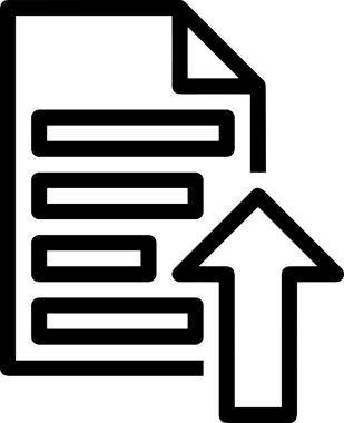 Siyah ve Beyaz Logo Simgesi PNG Biçimini Yükle. Web Sitesi Düğmesi, Mobil Uygulama Arayüzü, Dosya Aktarımı, Belge Paylaşımı, Bulut Depolama ve Veri Yedekleme için Minimalist Düz Tasarımlı Tek Renkli Ok Gönderme İşareti Grafiksel Elemanı