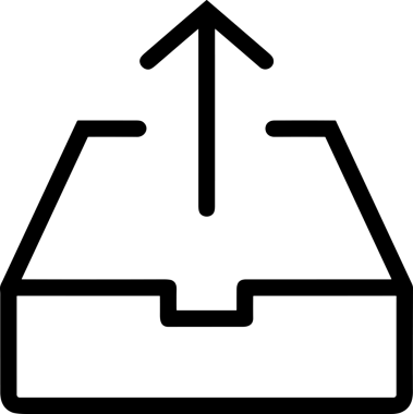 Siyah ve Beyaz Logo Simgesi PNG Biçimini Yükle. Web Sitesi Düğmesi, Mobil Uygulama Arayüzü, Dosya Aktarımı, Belge Paylaşımı, Bulut Depolama ve Veri Yedekleme için Minimalist Düz Tasarımlı Tek Renkli Ok Gönderme İşareti Grafiksel Elemanı
