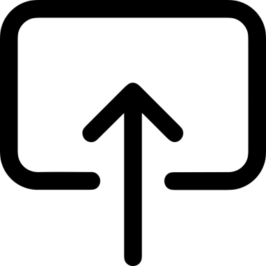 Siyah ve Beyaz Logo Simgesi PNG Biçimini Yükle. Web Sitesi Düğmesi, Mobil Uygulama Arayüzü, Dosya Aktarımı, Belge Paylaşımı, Bulut Depolama ve Veri Yedekleme için Minimalist Düz Tasarımlı Tek Renkli Ok Gönderme İşareti Grafiksel Elemanı