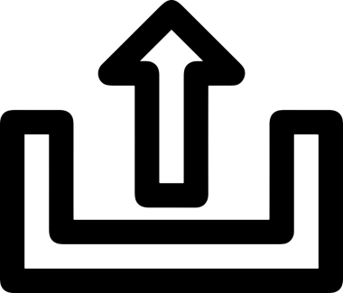 Siyah ve Beyaz Logo Simgesi PNG Biçimini Yükle. Web Sitesi Düğmesi, Mobil Uygulama Arayüzü, Dosya Aktarımı, Belge Paylaşımı, Bulut Depolama ve Veri Yedekleme için Minimalist Düz Tasarımlı Tek Renkli Ok Gönderme İşareti Grafiksel Elemanı