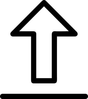 Siyah ve Beyaz Logo Simgesi PNG Biçimini Yükle. Web Sitesi Düğmesi, Mobil Uygulama Arayüzü, Dosya Aktarımı, Belge Paylaşımı, Bulut Depolama ve Veri Yedekleme için Minimalist Düz Tasarımlı Tek Renkli Ok Gönderme İşareti Grafiksel Elemanı