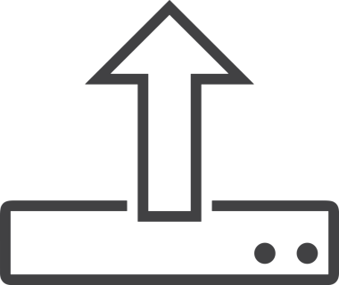 Siyah ve Beyaz Logo Simgesi PNG Biçimini Yükle. Web Sitesi Düğmesi, Mobil Uygulama Arayüzü, Dosya Aktarımı, Belge Paylaşımı, Bulut Depolama ve Veri Yedekleme için Minimalist Düz Tasarımlı Tek Renkli Ok Gönderme İşareti Grafiksel Elemanı