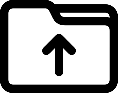 Siyah ve Beyaz Logo Simgesi PNG Biçimini Yükle. Web Sitesi Düğmesi, Mobil Uygulama Arayüzü, Dosya Aktarımı, Belge Paylaşımı, Bulut Depolama ve Veri Yedekleme için Minimalist Düz Tasarımlı Tek Renkli Ok Gönderme İşareti Grafiksel Elemanı