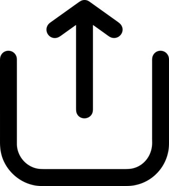 Siyah ve Beyaz Logo Simgesi PNG Biçimini Yükle. Web Sitesi Düğmesi, Mobil Uygulama Arayüzü, Dosya Aktarımı, Belge Paylaşımı, Bulut Depolama ve Veri Yedekleme için Minimalist Düz Tasarımlı Tek Renkli Ok Gönderme İşareti Grafiksel Elemanı