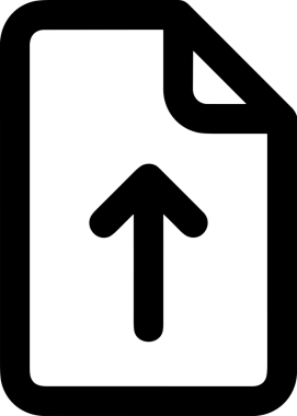 Siyah ve Beyaz Logo Simgesi PNG Biçimini Yükle. Web Sitesi Düğmesi, Mobil Uygulama Arayüzü, Dosya Aktarımı, Belge Paylaşımı, Bulut Depolama ve Veri Yedekleme için Minimalist Düz Tasarımlı Tek Renkli Ok Gönderme İşareti Grafiksel Elemanı