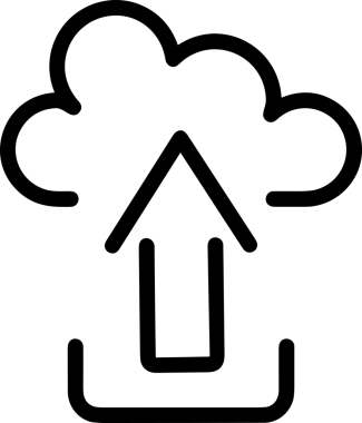 Siyah ve Beyaz Logo Simgesi PNG Biçimini Yükle. Web Sitesi Düğmesi, Mobil Uygulama Arayüzü, Dosya Aktarımı, Belge Paylaşımı, Bulut Depolama ve Veri Yedekleme için Minimalist Düz Tasarımlı Tek Renkli Ok Gönderme İşareti Grafiksel Elemanı