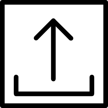 Siyah ve Beyaz Logo Simgesi PNG Biçimini Yükle. Web Sitesi Düğmesi, Mobil Uygulama Arayüzü, Dosya Aktarımı, Belge Paylaşımı, Bulut Depolama ve Veri Yedekleme için Minimalist Düz Tasarımlı Tek Renkli Ok Gönderme İşareti Grafiksel Elemanı